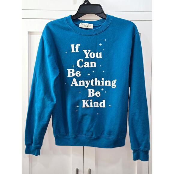 Wound Up “If You Can Be Anything Be Kind” Blue Sweatshirt - XS - Picture 2 of 12